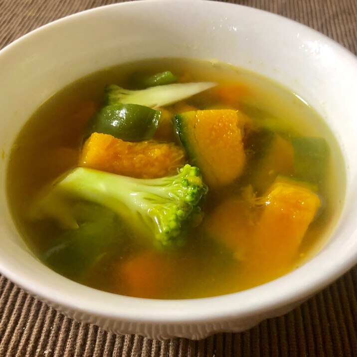 体よろこぶ♡かぼちゃと残り物野菜のコンソメスープ